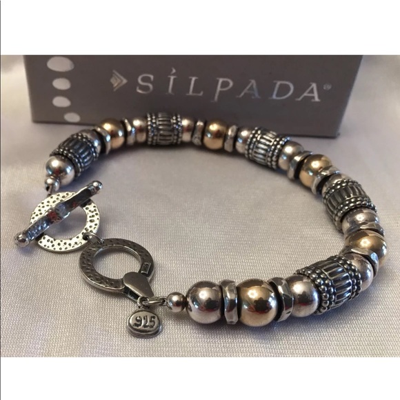 Silpada B1223 Sterling Silver and 14K Gold-Filled Bead Bracelet - Picture 8 of 9